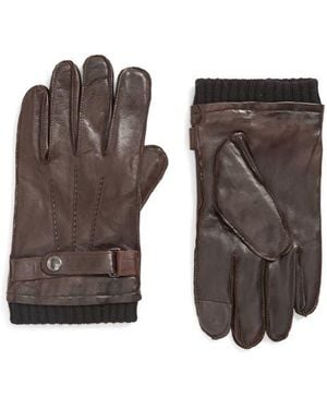 Brooks Brothers Belted Leather Gloves - Brown