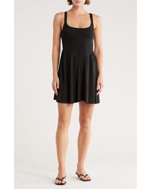 Madden Girl Smocked Skater Dress - Black