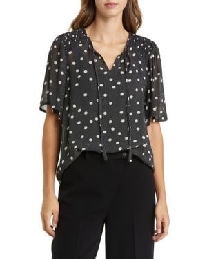 Masai Batian Print Tie Neck Blouse - Black
