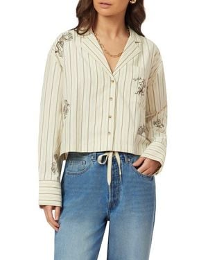 Scotch & Soda Embroidered Stripe Shirt - White
