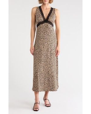 Loveappella Lace V-Neck Maxi Dress - Natural