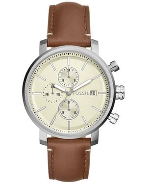 Fossil Rhett Leather Strap Watch, 42Mm - Natural