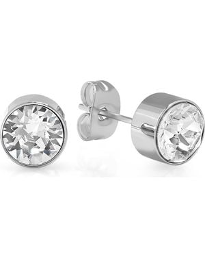 Steeltime 18K Plated April Simulated Birthstone Stud Earrings - Metallic