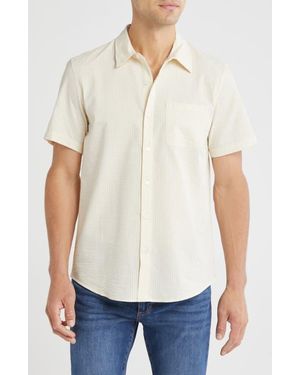 Joe's Jeans Cotton Seersucker Short Sleeve Button-Up Shirt - Natural