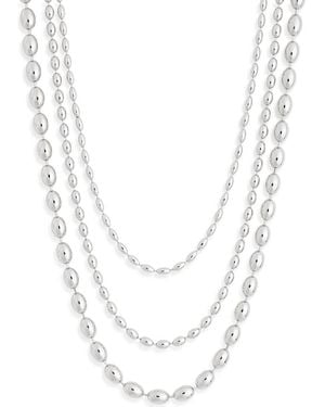 Leith Triple Row Bead Chain Necklace - Metallic