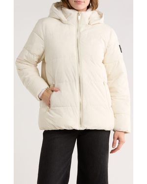 Calvin Klein Faux Fur Lined Hood Puffer Jacket - Natural