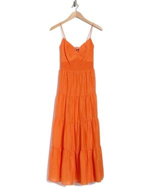 Alice + Olivia Clea Tiered Midi Sundress - Orange