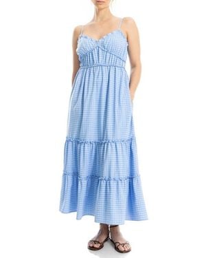 Max Studio Gingham Spaghetti Strap Maxi Dress - Blue