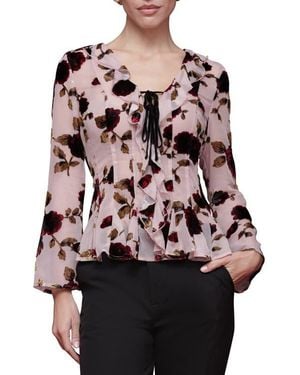 Avec Les Filles Ruffle Trim Floral Print Shirt - Multicolor