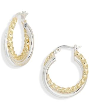 Argento Vivo Double Twisted Hoop Earrings - Metallic
