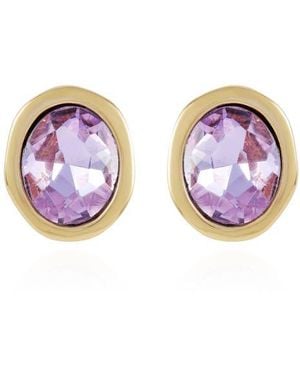 Tahari Oval Crystal Earrings - Metallic