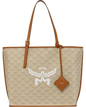 MCM Himmel Lauretos Coated Canvas Shopper Bag - Metallic