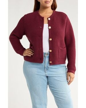 Gemma Jane Ottoman Stitch Sweater Jacket - Red