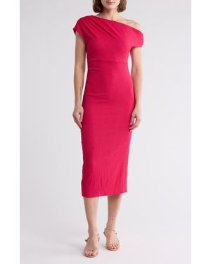Lush One-Shoulder Body-Con Midi Dress - Pink