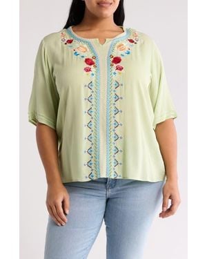 Forgotten Grace Embroidered Blouse - Green