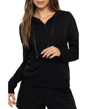 Travis Mathew Ponte Knit Half Zip Hoodie - Black