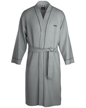 BOSS Piped Cotton Robe - Gray