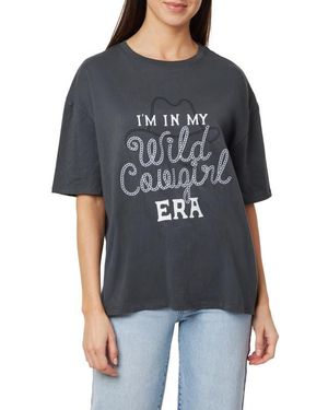 Kensie The Oversize Graphic T-Shirt - Black