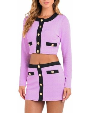 L'Agence Adaline Colorblock Crop Rashguard - Purple