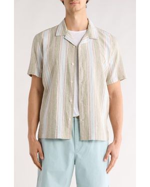 14th & Union Linen & Cotton Short Sleeve Camp Shirt - White