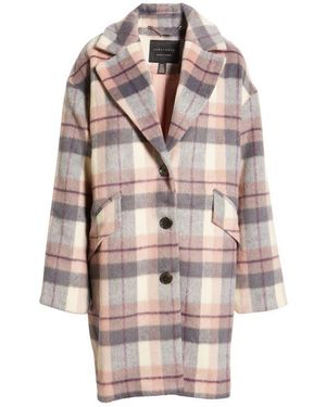 Sanctuary Plaid Long Coat - Multicolor