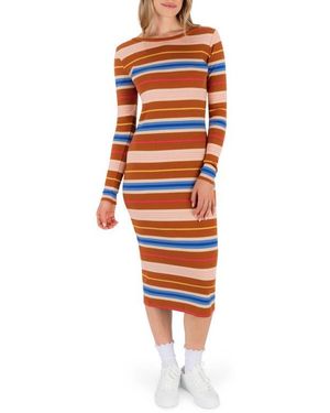 Hurley Just A Girl Long Sleeve Knit Midi Dress - Orange
