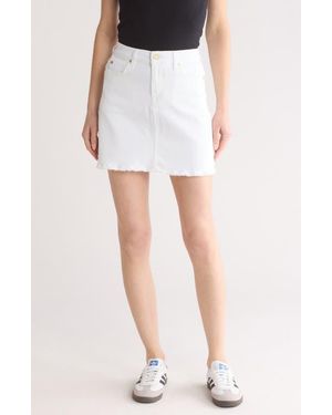 7 For All Mankind A-Line Cutoff Denim Skirt - White