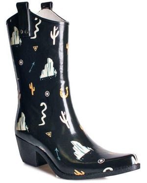 Nomad Printed Western-Style Rain Boots - Black