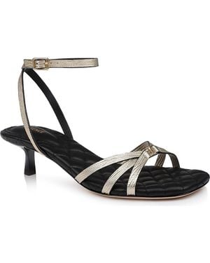 L'Agence Genette Ankle Strap Kitten Heel Sandal - Black