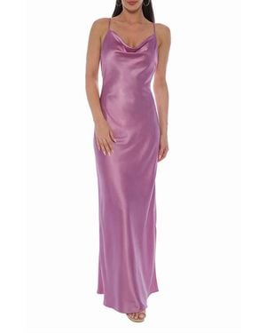 Marina Sleeveless Cowl Neck Satin Maxi Dress - Purple