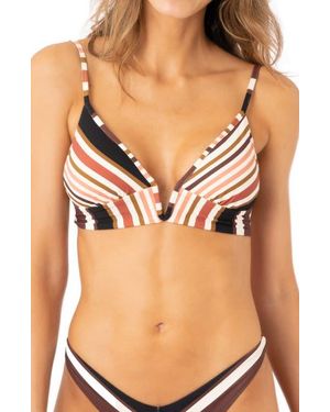 Maaji Burgundy Barcode Parade Reversible Triangle Bikini Top - Black