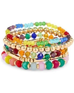 Nordstrom Rack Set Of 5 Mixed Bead Bracelets - White