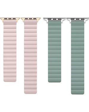 The Posh Tech 2-Pack Assorted Magnetic Silicone Apple Watch Watchbands - Green