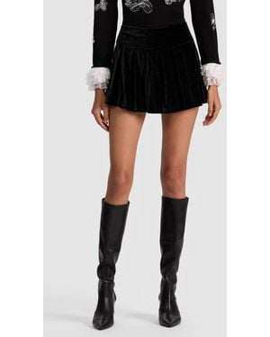 Alice + Olivia Emilie Velvet Mini Skort - Black