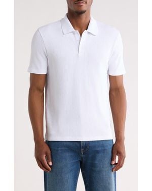 Vince Variegated Waffle Polo - White
