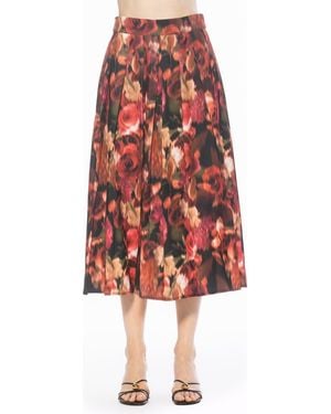 Alexia Admor Oren Pleated Midi Skirt - Red