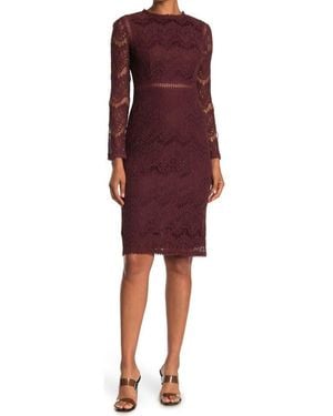 Love By Design Lace Long Sleeve Midi Dress - Red