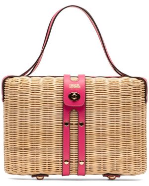 Frances Valentine The Holland Woven Wicker Satchel - Pink