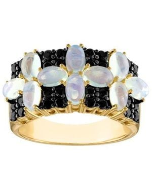 FZN 14K Over Sterling Opal & Spinel Statement Ring - Black