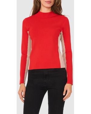 Halogen® Colorblock Mock Neck Sweater - Red