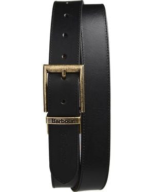 Barbour Tartan Leather Belt - Black