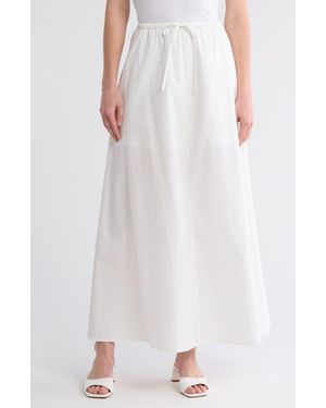 Leith Drawstring Waist Cotton Poplin Maxi Skirt - White