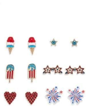Leith Americana 6-Pack Stud Earrings - White