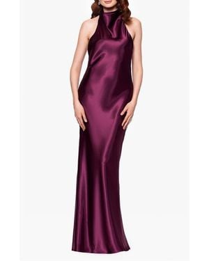 Betsy & Adam Halter Charmeuse Gown - Red