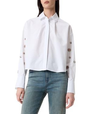 Robert Rodriguez Adara Grommet Long Sleeve Button-Up Shirt - White