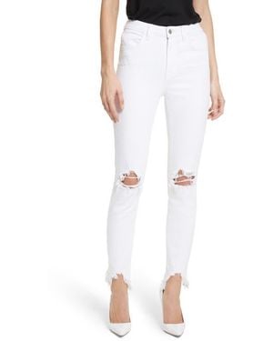 L'Agence Highline Ripped Skinny Jeans - White