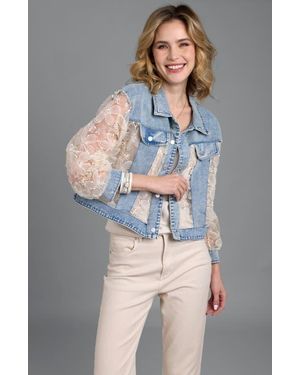 Saachi Denim Lace Trucker Jacket - Gray