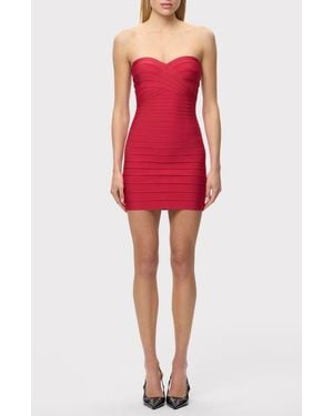Hervé Léger This Isla Strapless Bandage Minidress - Red