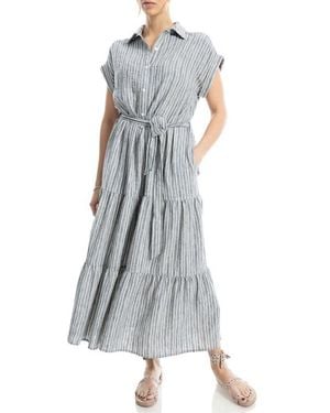 Max Studio Cap Sleeve Maxi Shirtdress - Gray