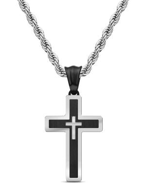 EDFORCE Double Cross Pendant Necklace - White
